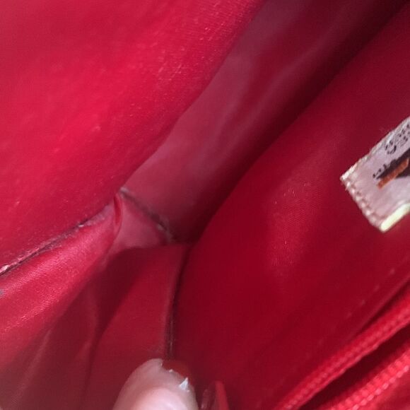 Vintage 80’s Chia Red/Black Leather Houndstooth Crossbody Mini Bag Made In Korea - Picture 13 of 17